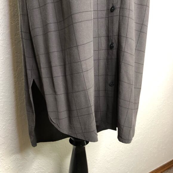 Eileen Fisher charcoal gray black plaid sleeveless button down dress Extra Small - Picture 4 of 15